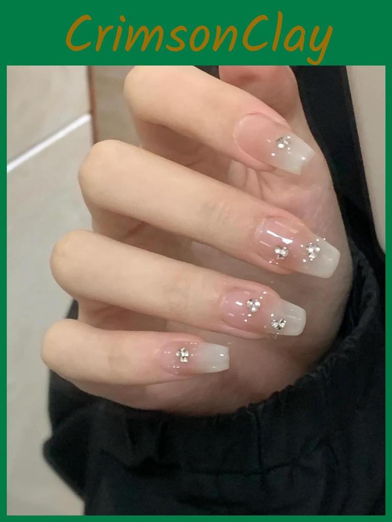 Wearing Handmade Nail Gradient Naked Color Student Pure Desire Cute Sparkling