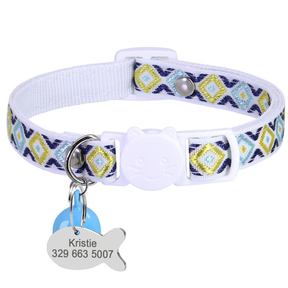 11 Colors Quick Release Cat Collar Personalized Safety Cat Collars Necklace Free Engraved ID Tag Nameplate With Cute Bell Gift