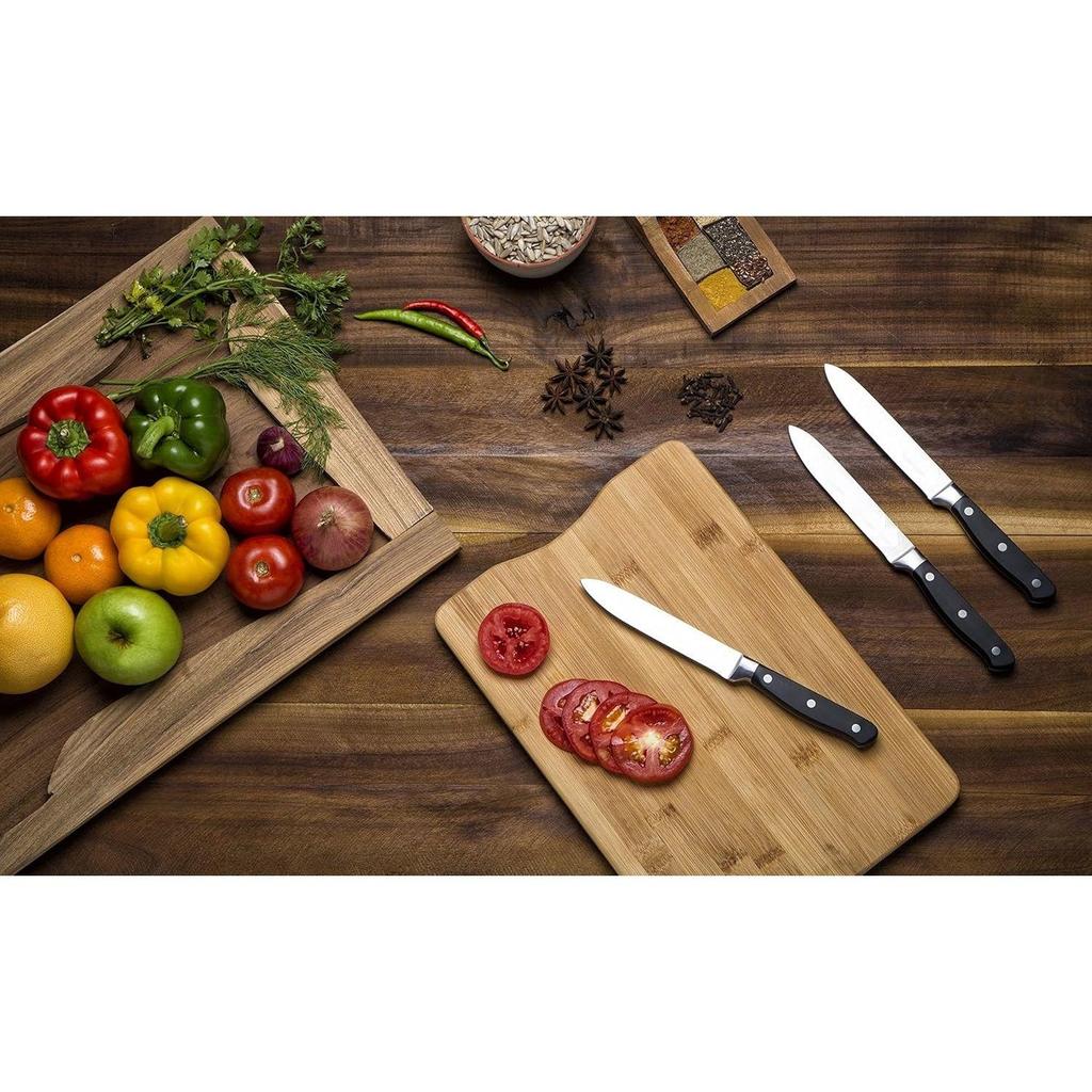 Premium High-Carbon Stainless Steel Utility Knife Set, 3-Pieces, Silver