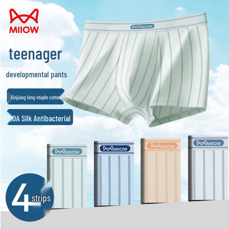 

Miiow Teen Boys Pure Cotton Boxer Briefs (4-Pack) XL