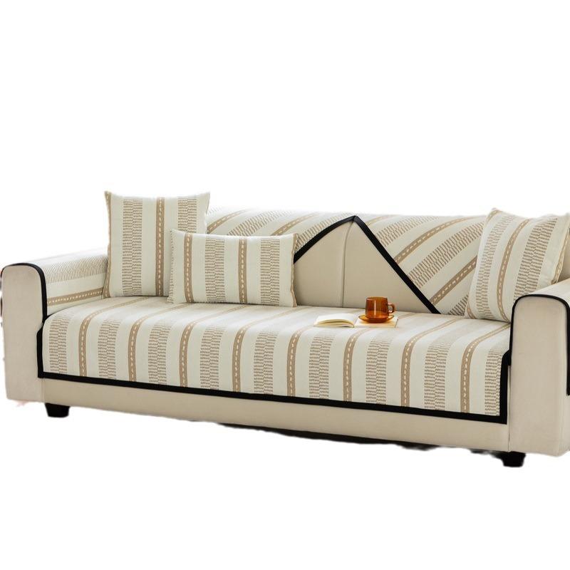 Striped Sofa Cushions for All Seasons, Chenille Light Luxury and High-end Leather Sofa Cushions, Non-slip Sofa Back Cover