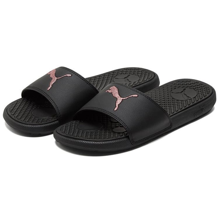 PUMA Cool Cat Sport Glitter Slippers Black/Golden Women's 371017-03