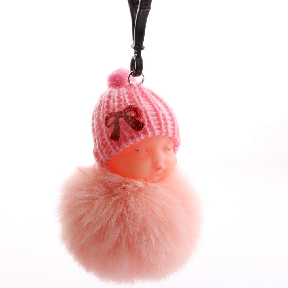 Imitation Rex Rabbit Fur Sleeping Doll Keychain - Cute Sleeping Baby Bag Pendant Gift