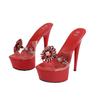 Women's Festival Thin Heel Crystal Thin Heel Transparent Car Model Rhinestone Nightclub High Heels   LFD-8661-Q18
