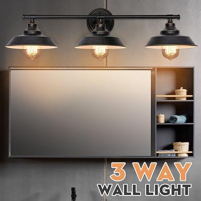 3 Light Wall Sconce Fixture Bathroom Vanity Light Vintage Bedside Antique Wall Mount Light Industrial Indoor Wall Lamp