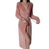 Guiruo Velvet Lace-Up Robe & Sexy Pleated Cuffs Suit for Autumn/Winter