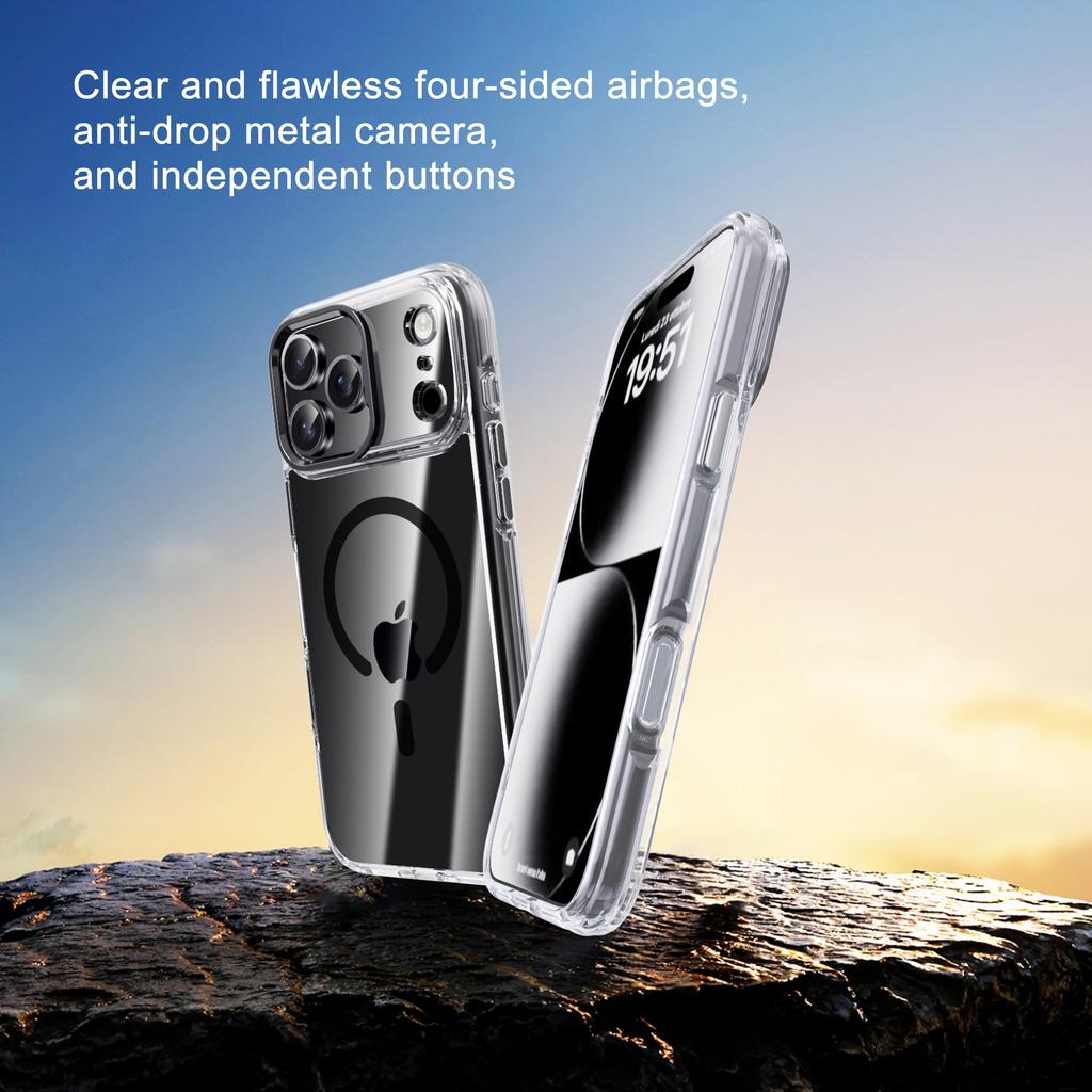 IPAKY For iPhone 17 Pro Max Clear Case Compatible with MagSafe Shockproof TPU+PC Phone Back Cover