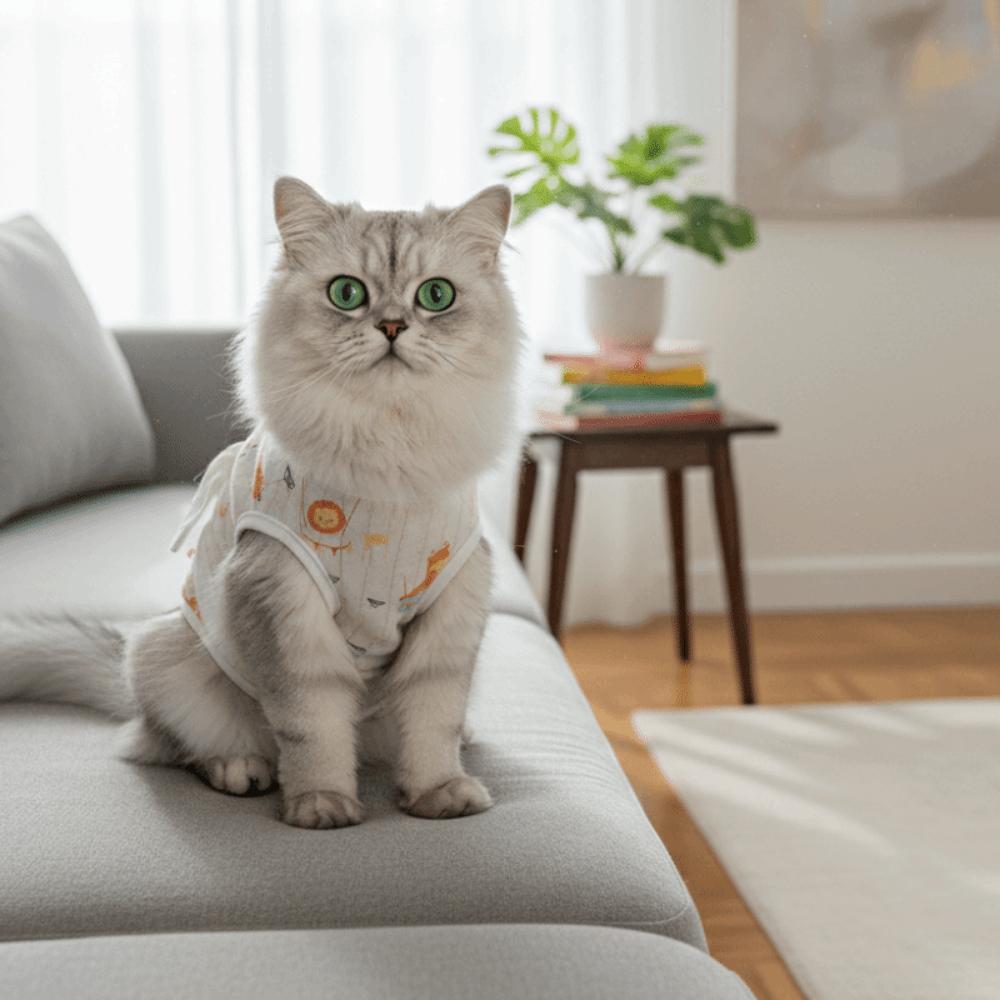 Animal Print Cat Weaning Suit Breathable Pet Anti-Lick Suit Pet Sterilization Suit  Post-Op Care