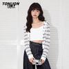 TonLion Women's Short Hooded Striped Cardigan