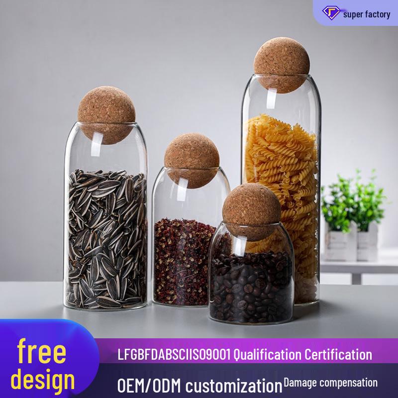 

Герметичная стеклянная банка для хранения с пробковой крышкой для кофейных зерен и зерна - Влагонепроницаемая 1400ml (9x25cm)