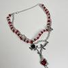 Angle Gothic Multilayer Necklace Heart Pendant Clavicle Chain Choker Crystal Beads Necklace  Gifts