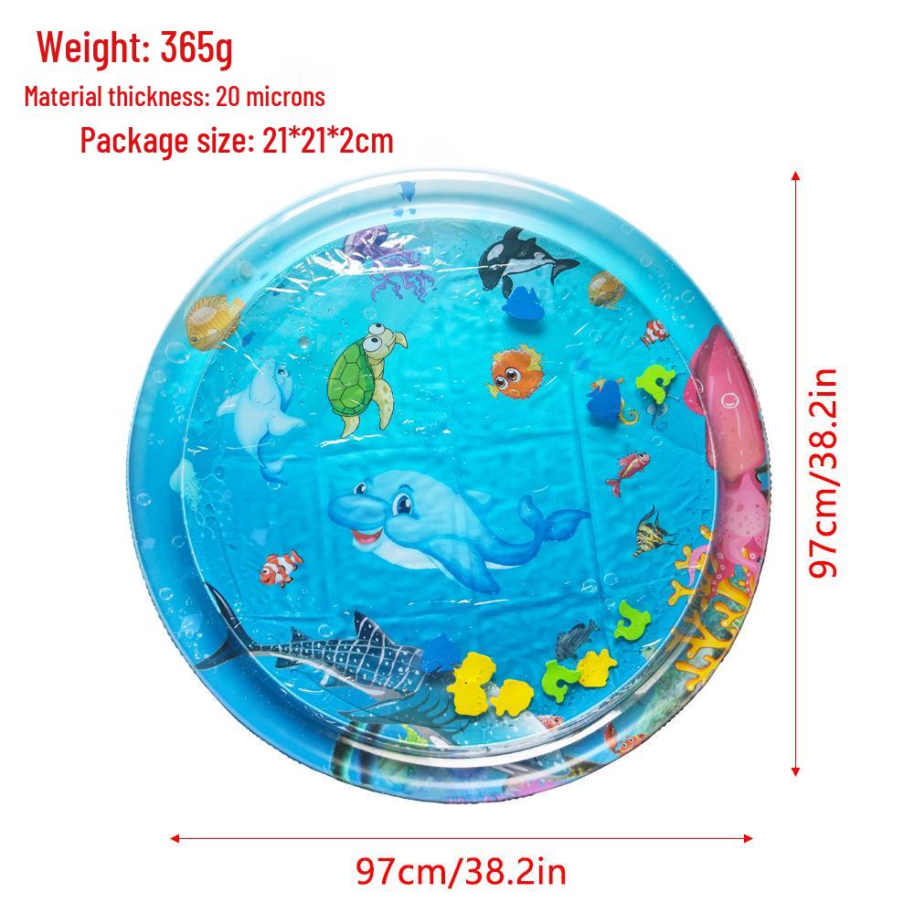 Inflatable Round Pat-Pat Water Mat for Babies & Toddlers - Marine Life Crawling Play Mat