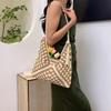 New literary and artistic fan crochet bag fashion seaside vacation beach bag shoulder underarm bag women's bag