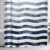 1pc Vintage Blue & White Striped Art Print Shower Curtain, Creative Personality Texture,Includes 12 Hooks,Elegant Bathroom Decor