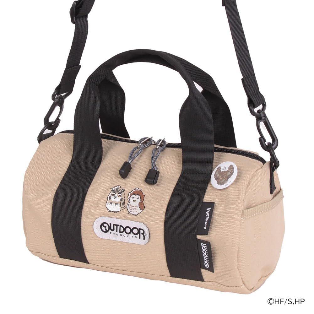 Haikyu!! x OUTDOOR PRODUCTS Mini Roll Boston Bag ODHQ02 Beige Anime Collaboration Shoulder Bag with Can Badge