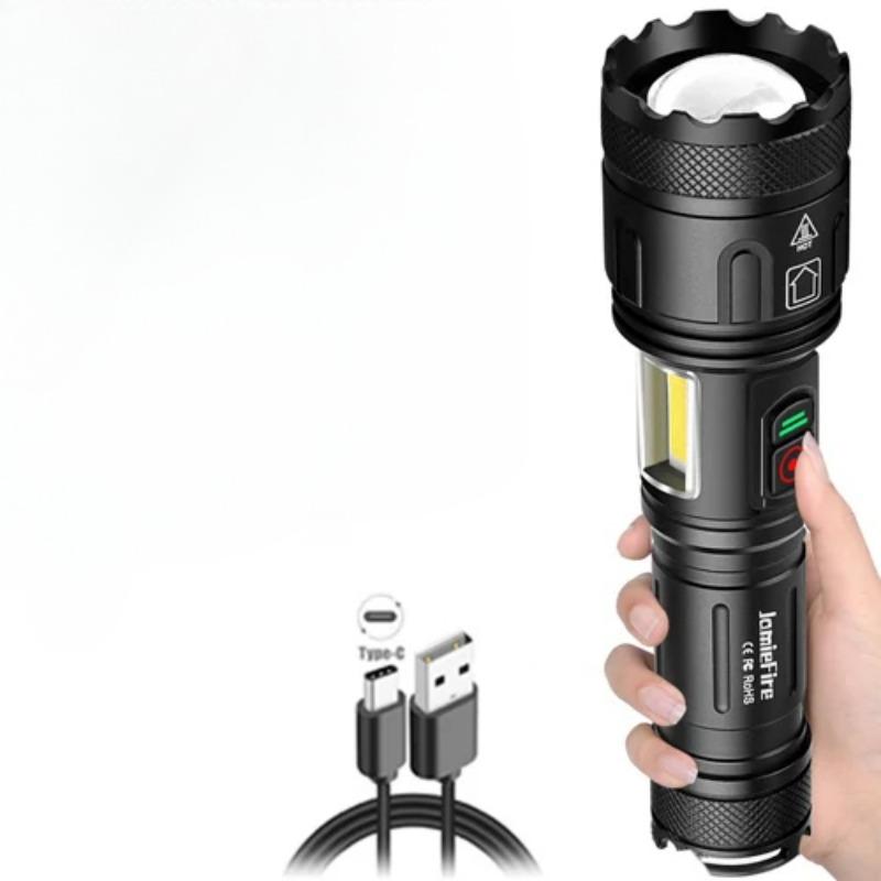 

XHP160+COB мощный фонарь для улицы TYPE-C USB перезаряжаемый фонарик из алюминиевого сплава IPX5 водонепроницаемый светодиодный фонарь с боковым светом JF015-1000LM