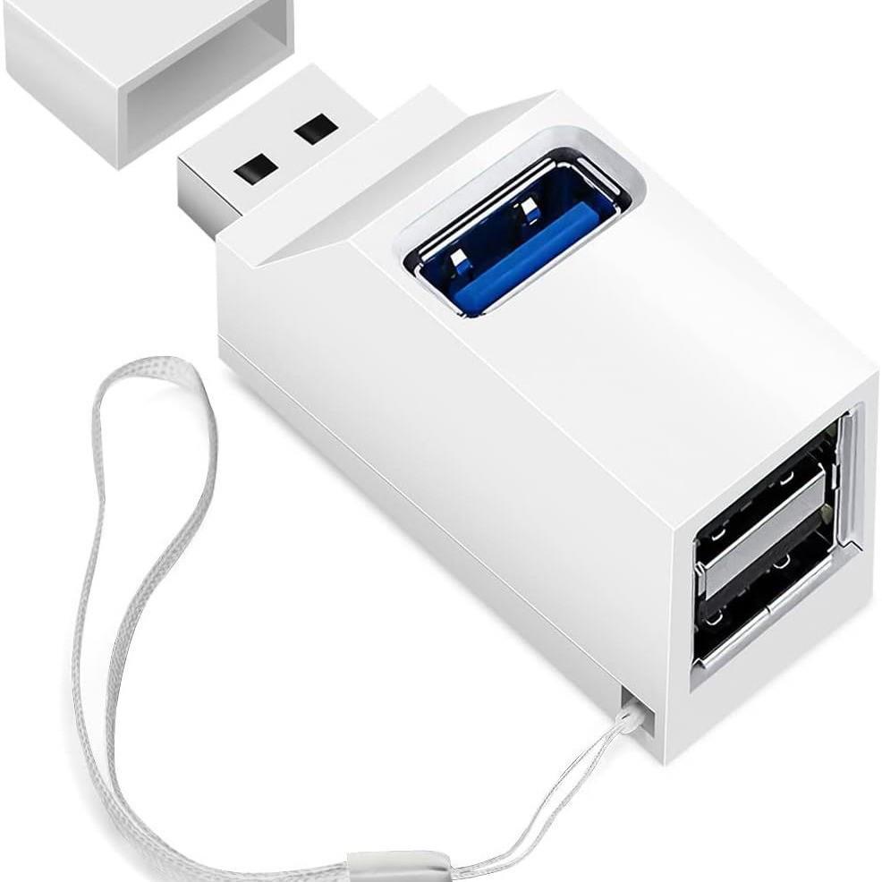 Mini 3-Port USB3.0 Whistle Hub: High-Speed, Portable, Direct Plug Splitting Adapter