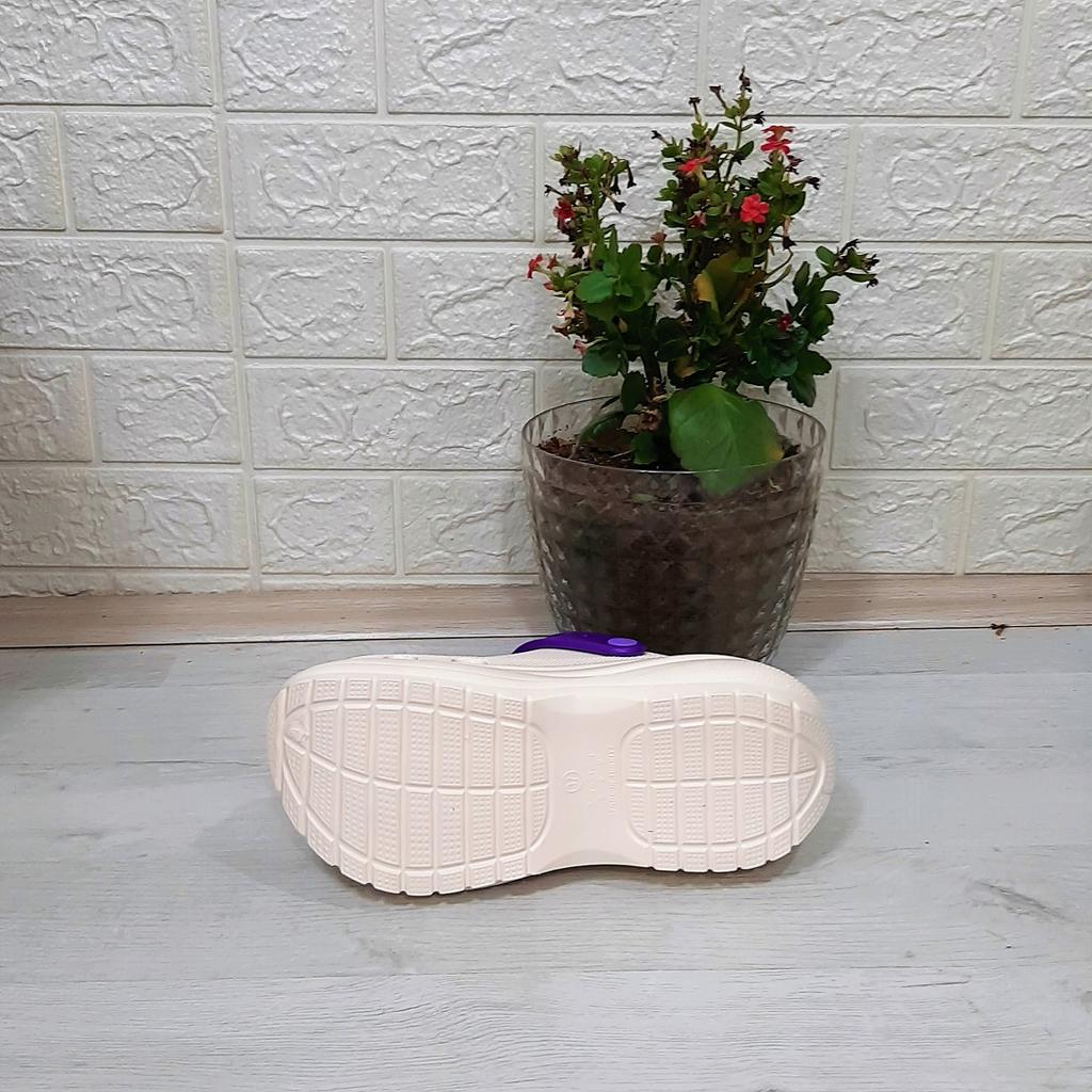 Sonimix 16001 Krémově bílé - Fialové Pantofle s tlustou podrážkou Stone Crks pro ženy