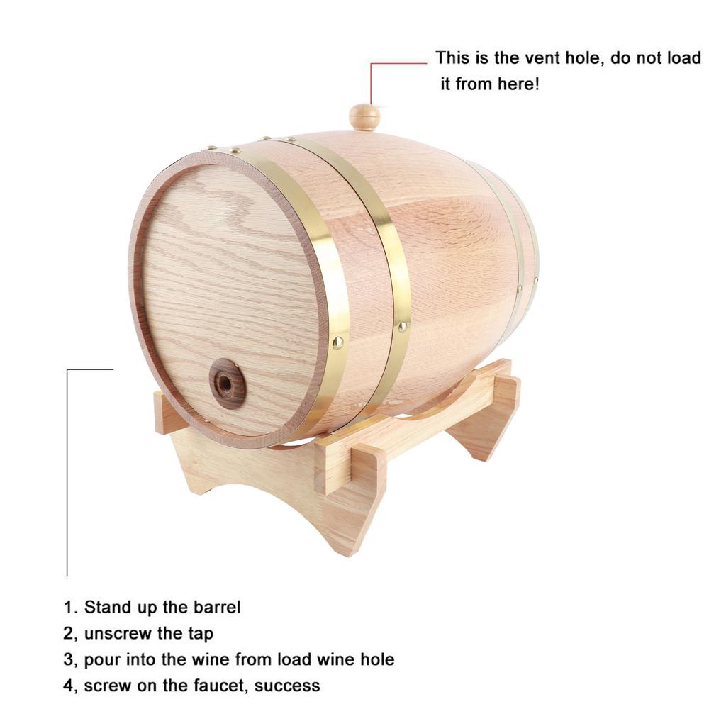 10L Vintage Drewniana Beczka na Wino Dystrybutor do Whiskey Bourbon Tequili Drewniana Beczka na Wino