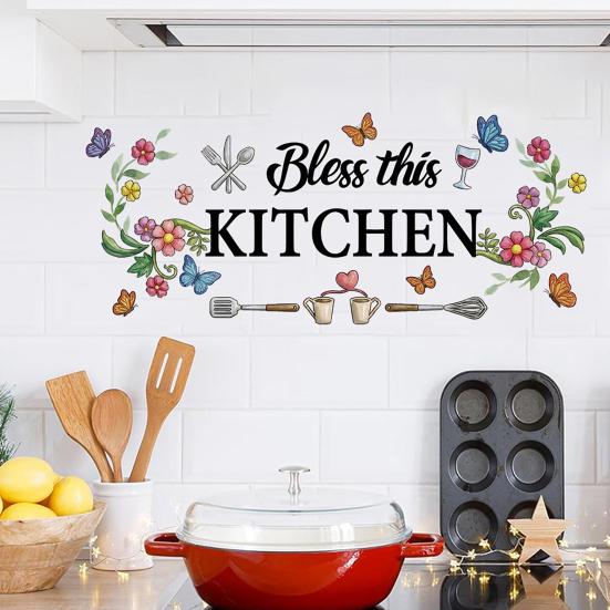 Cartoon Kitchen Food Wall Stickers DIY Vegetables Fruits Quotes Wall Decals Peel And Stick Refrigerator Door Stickers for Dining Room