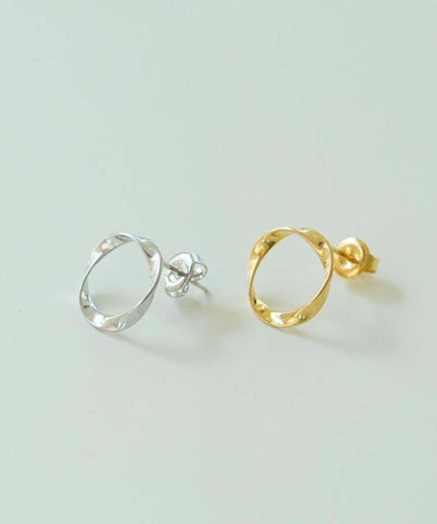 Alleun Silver 925 Twisted Round Ring Daily Silver Earrings