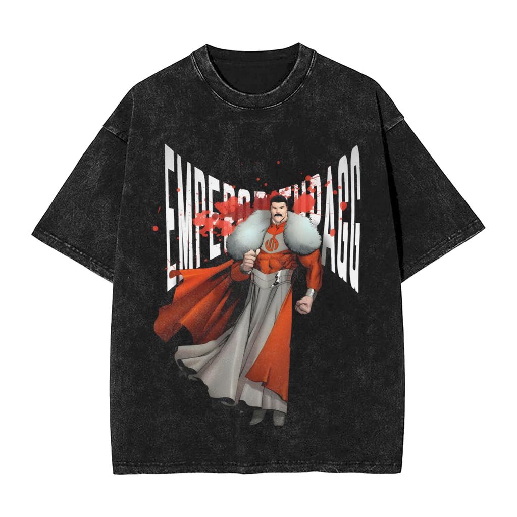 Men Tshirt Invincibles Viltrum Empire Logo Minimalist Print Washed T Shirts Harajuku Summer Tees Pattern Casual Clothes