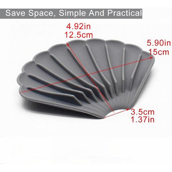 2-Pack Premium Silicone Soap Dish with Self-Draining Design, Anti-Skid Soap Holder for Shower, Bathroom, and Kitchen Keeps Soaps Dry and Extends