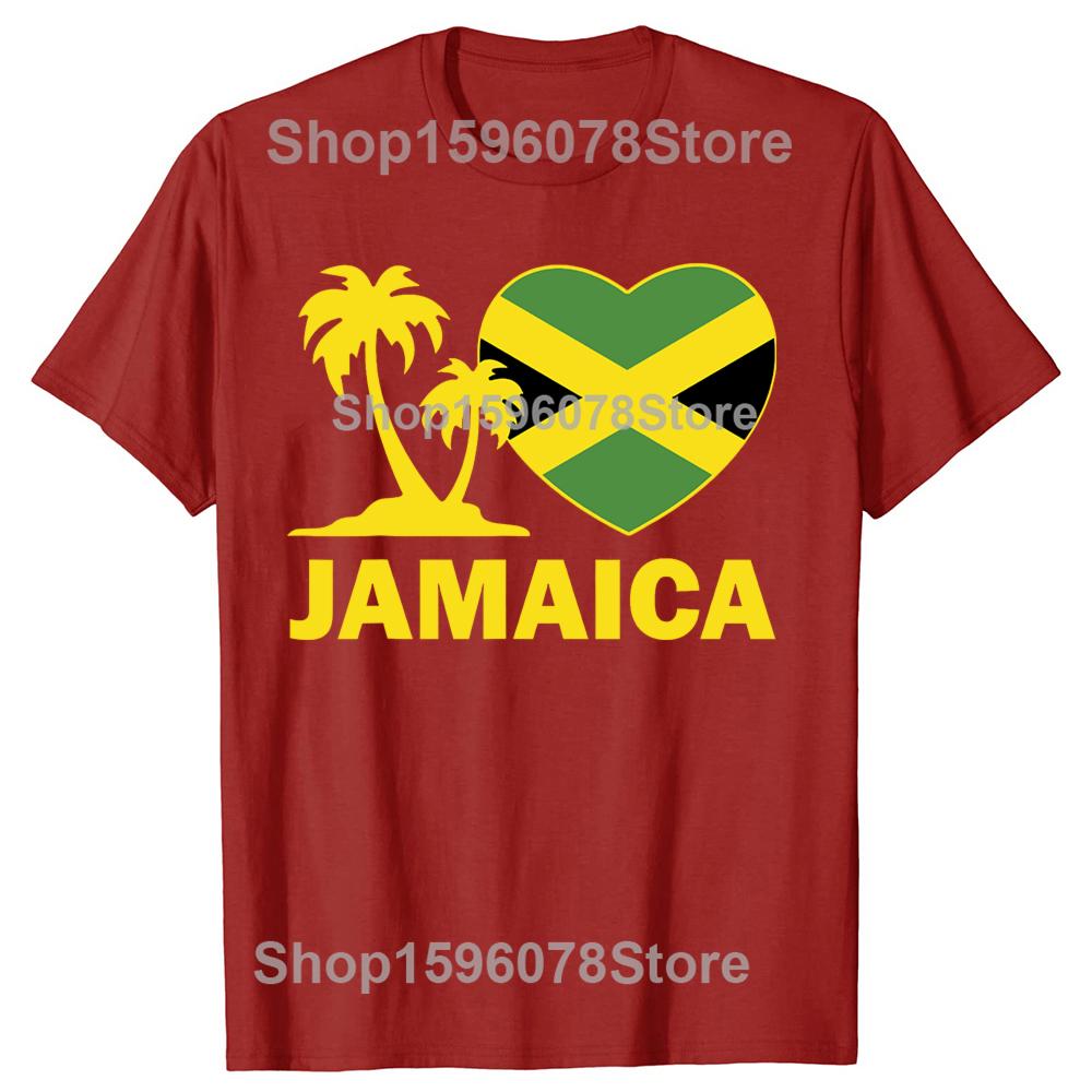 

Funny Jamaica I love Jamaican Flag Heart 100 Cotton Tshirt Men Fashion Print Loose Oversized Streetwear Hip Hop Unisex T Shirt S