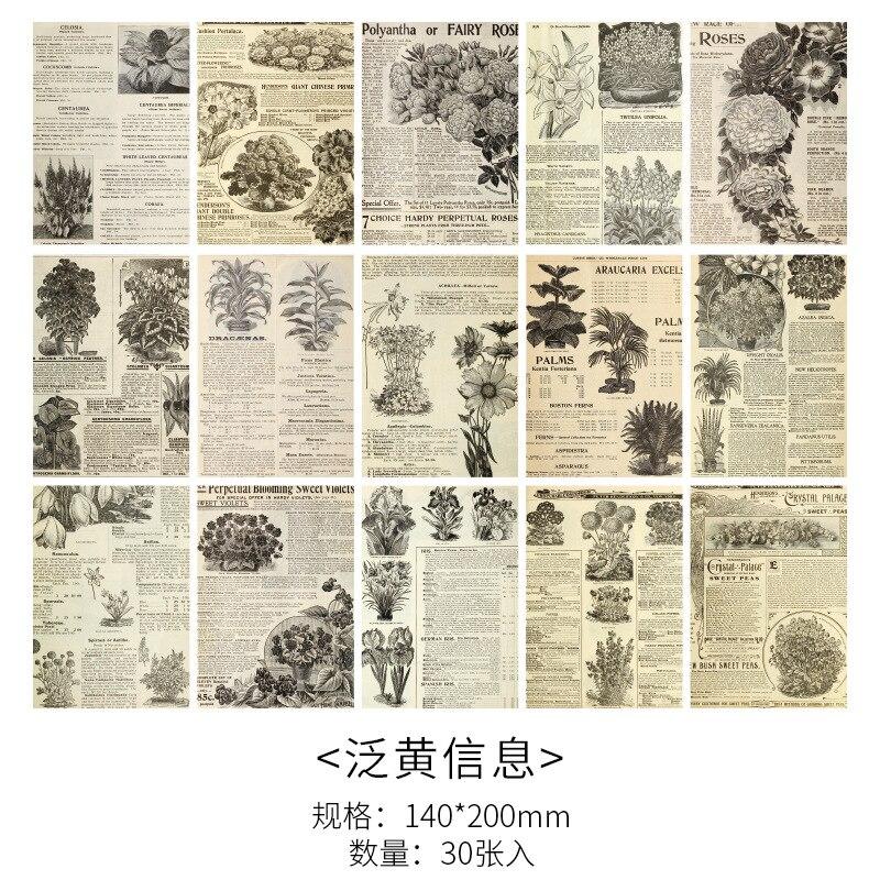 

30 шт., блокнот, материал, бумага, винтажная бумага для вдохновения, мусорный журнал, скрапбукинг, карта, нежелательный журнал, фон, бумажный блокнот