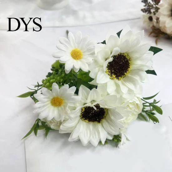 Realistic Silk Flowers for Wedding Centerpieces Sunflower Artificial Flowers, Fake Bouquet Home, Rustic Faux Arrangements Table Decor Fabric