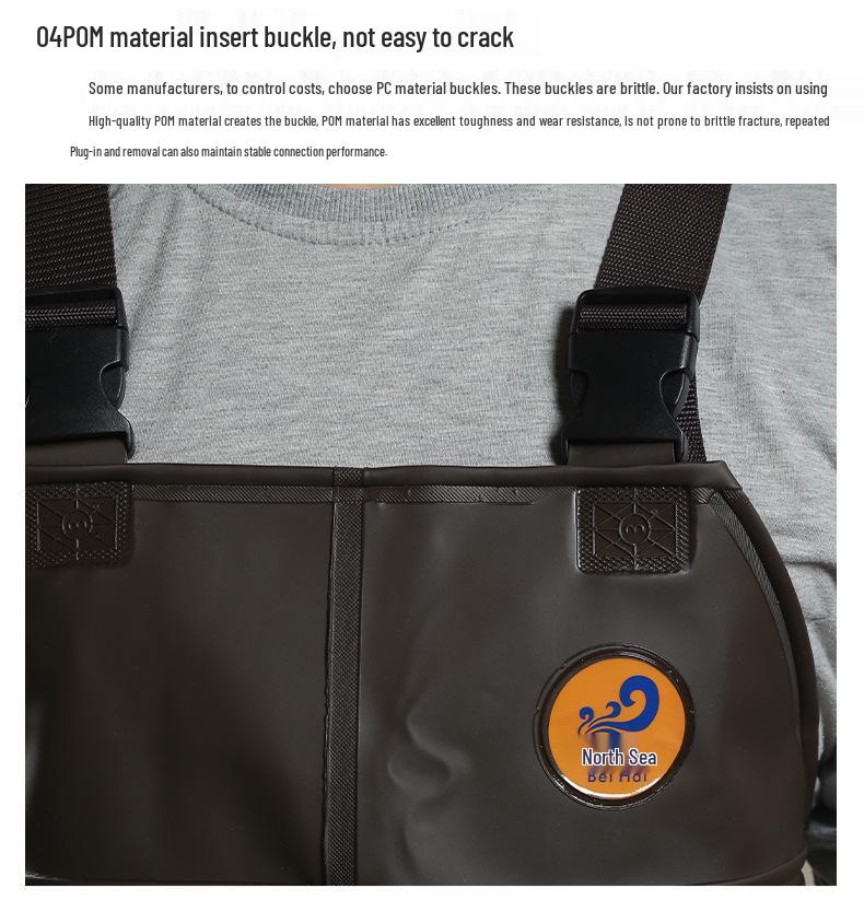 Men's High-End Thickened Wading Suit: Half-Body Waders with Integrated Rain Pants and Water Shoes for Fishing.