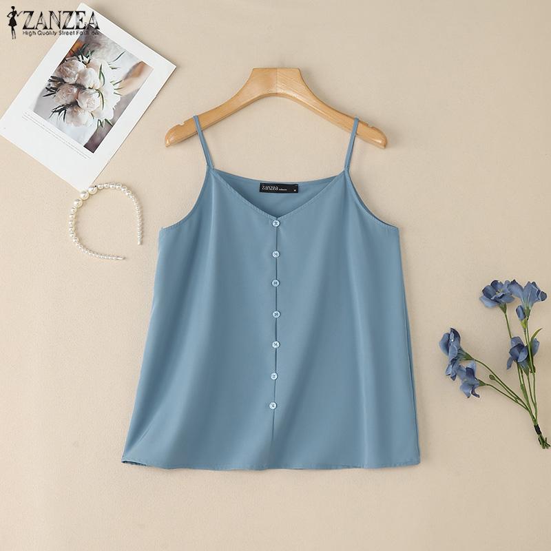 ZANZEA Womens Summer Solid Color Casual Sleeveless Straps Sling Camisoles