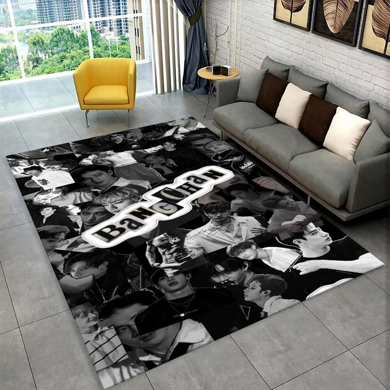 Tappeto Musicale Kpop Bang Chan Stray Kids per Sala Giochi Camera da Letto Soggiorno Divano Arredamento Casa, Tappeto per Area Bambini Tappetino Antiscivolo