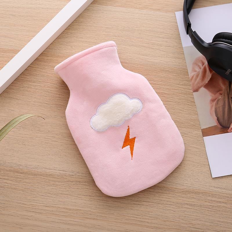 2Pcs In 1 Portable Water Hot Water Bottle Cute Cartoon Warm Handbags Children Flush Small Warm Palace Velvet Warm Water Bag