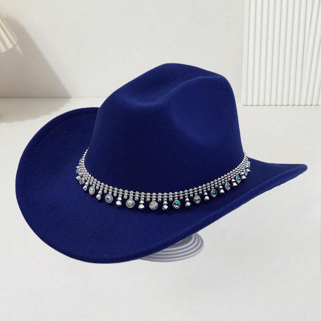 Hot-selling men's and women's colored diamond western cowboy top hat outing party holiday casual jazz hat