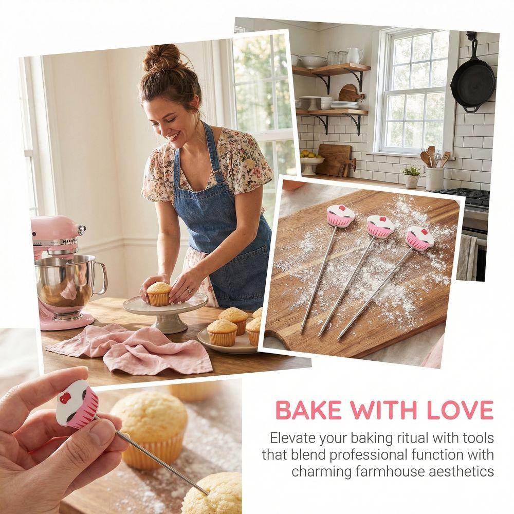3Pcs Stainless Steel Cake Tester Non-slip Grip Easy Clean Cake Probe Reusable Accurate Baking Test Needle Bread/Muffin/Biscuit
