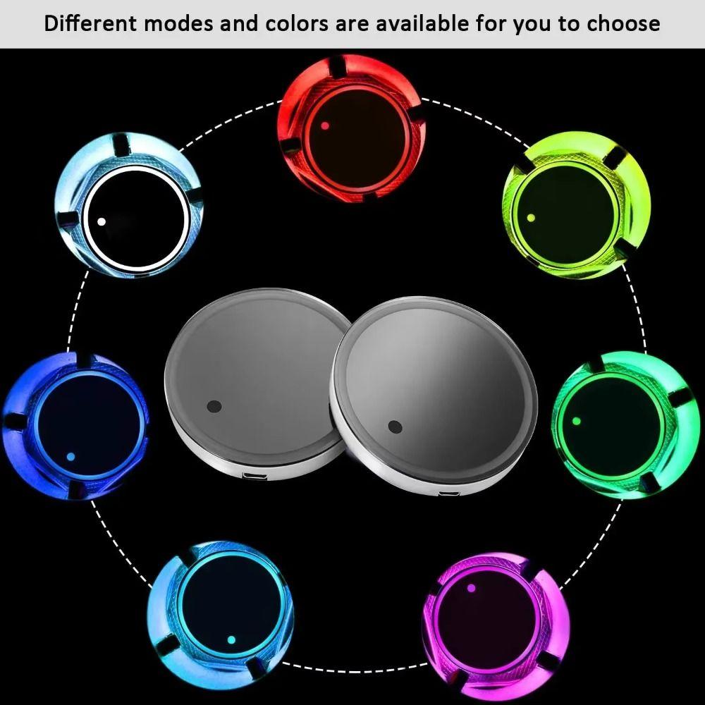 USB Charging Colorful Cup Holder Anti Slip Car Interior Lighting Cup Mats Smart Glow Coaster  Auto
