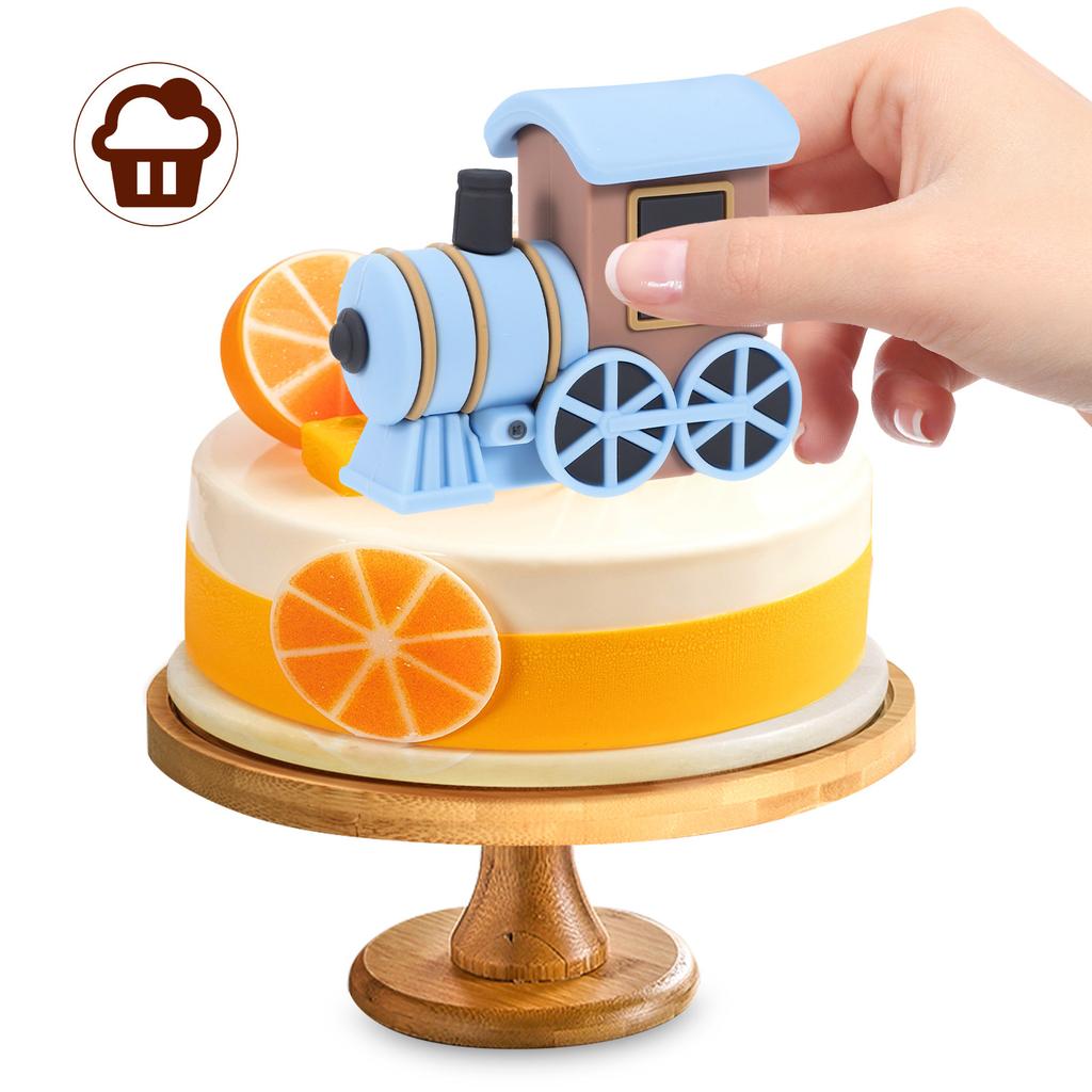Cute Cartoon Train Cake Topper Birthday Party Decoration Miniature Train Decoration PVC Cupcake Cake Supplies Cupcake Toppers
