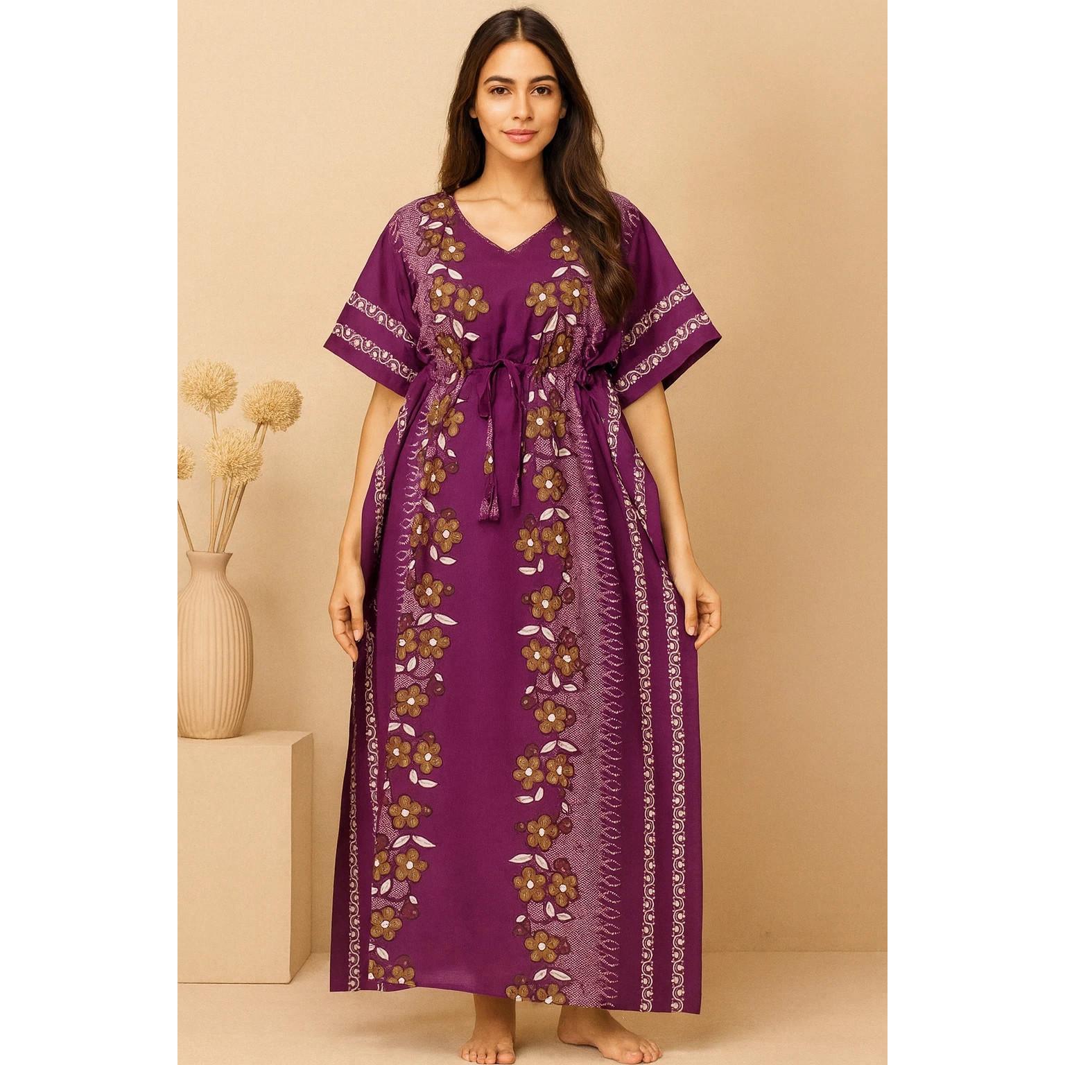 Indian Bollywood Night Wear Kaftan Gown Women Designer Cotton Nighty Dress 2XL-48