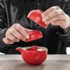 Japanese-style handmade ceramics, one pot and two cups of travel tea set, outdoor portable express cup storage design, simple tea brewer
