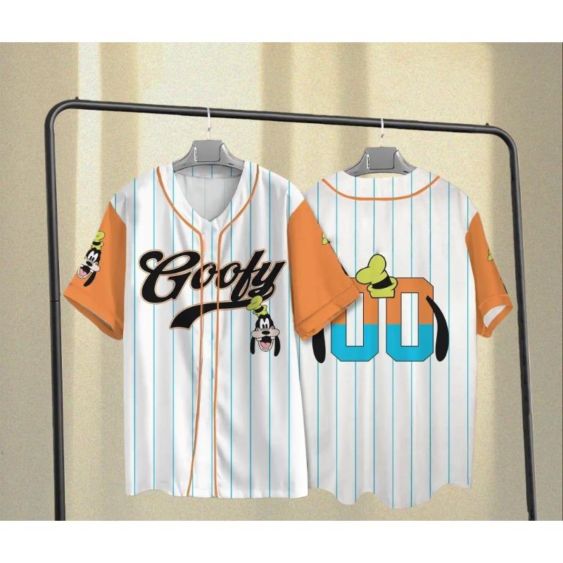 Baseball Jersey Cute Cartoon Design Summer Sports Streetwear V-Neck Tee Outdoor Sport