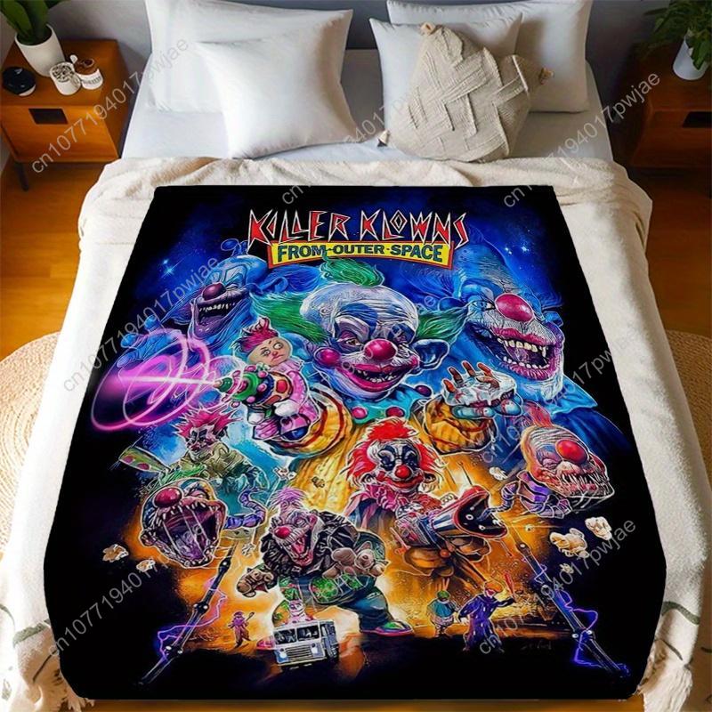 Killer Klowns from Outer Space Themed Flannel Fleece Throw Blanket - Vibrant Digital Print Soft & Cozy for Couch Custom blankets