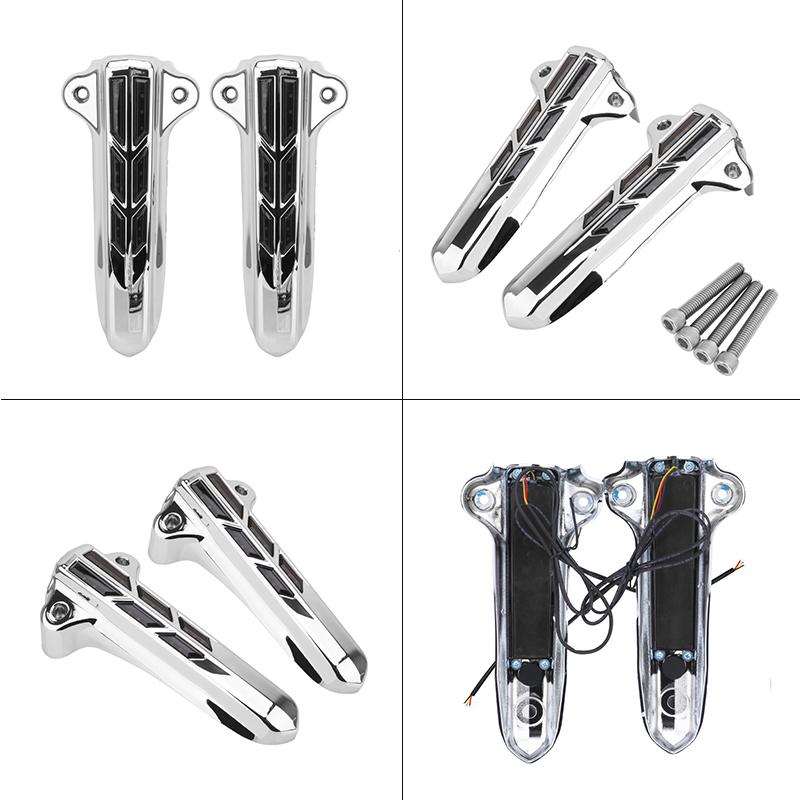 Front Lower Fork Leg Slider Cover Motorcycle LED Light Blinker For Harley FLHR FLHTK FLHX 2014-2026 Touring Electra Road King
