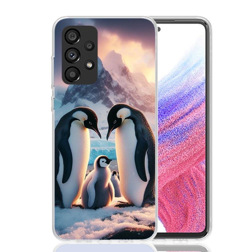 Penguins Love At The North Pole Phone Case For Samsung Galaxy A17 A16 A14 A15 A13 A57 A56 A54 A55 A53 A37 A36 A34 A35 A33 A26 A2