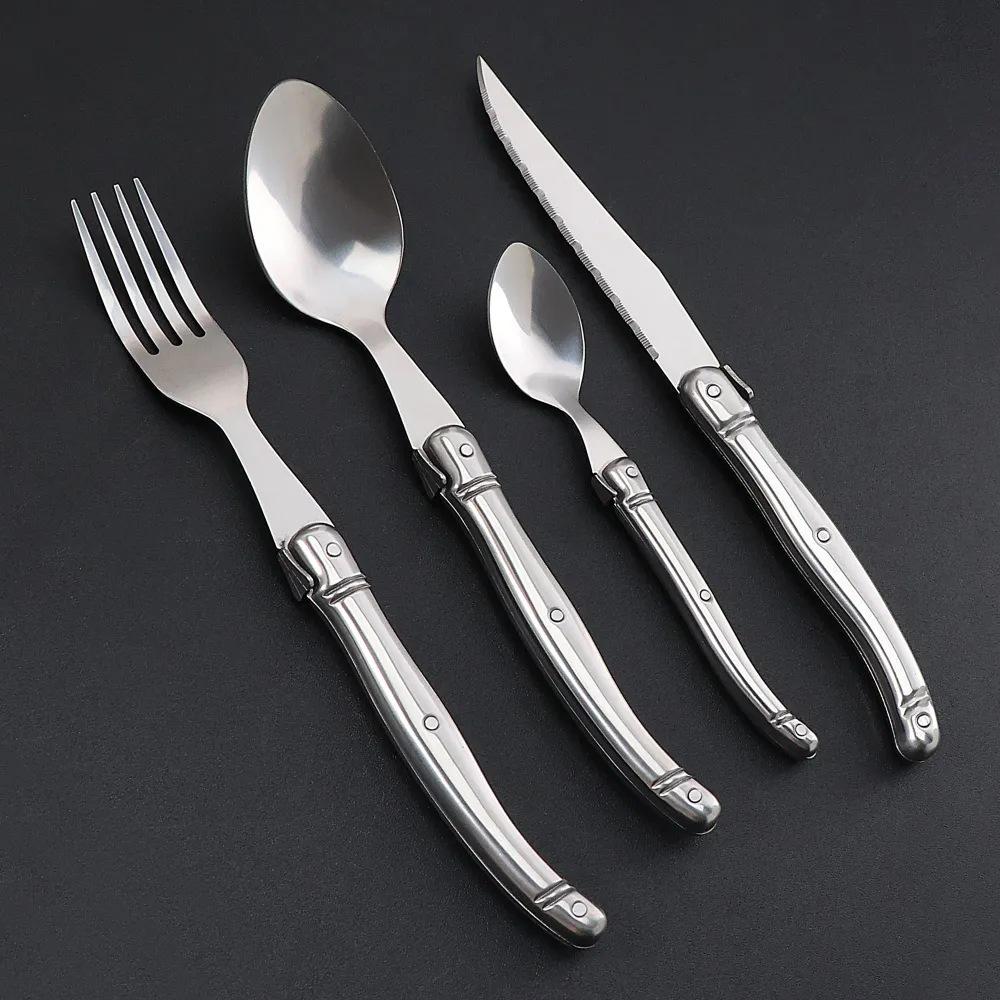 Stainless Steel Knife, Fork, and Spoon Set - French Western Tableware for Hotels and Homes