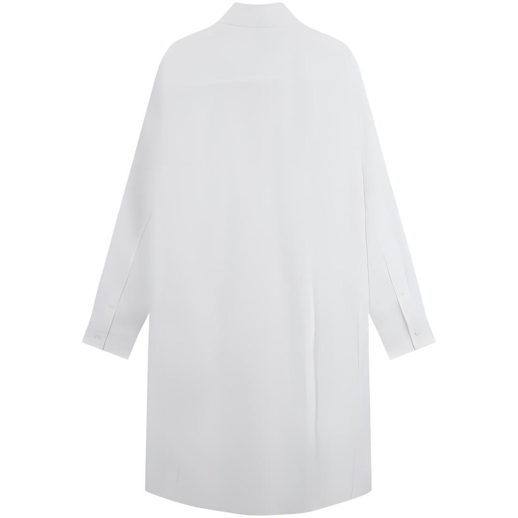 Calvin Klein Ss25 Cotton Loose Minimalist Long Sleeve Dress Women Dresses Moonlight-White 47AB001