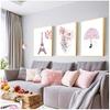 Print Wall Art Pictures Gifts Children Room Home Decor Watercolor Pink Kawaii Girls Poster Nursery Decor Flower Canvas Paintings