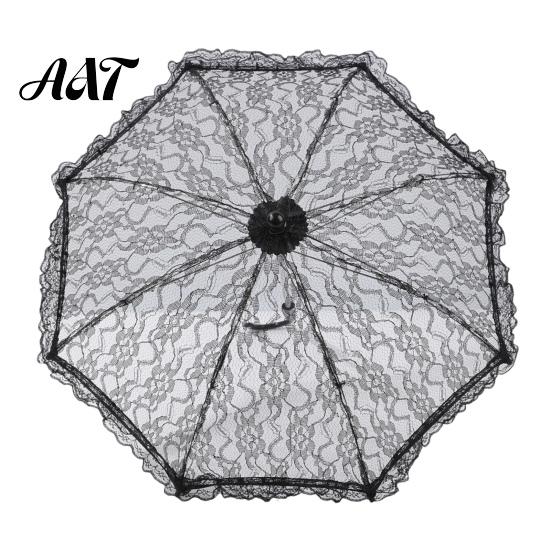Vintage Style Sunshade Gothic Lace Umbrella, Black Bridal Parasol for Halloween UV Resistant Umbrella Witch Cosplay, Wedding Decoration, Stage