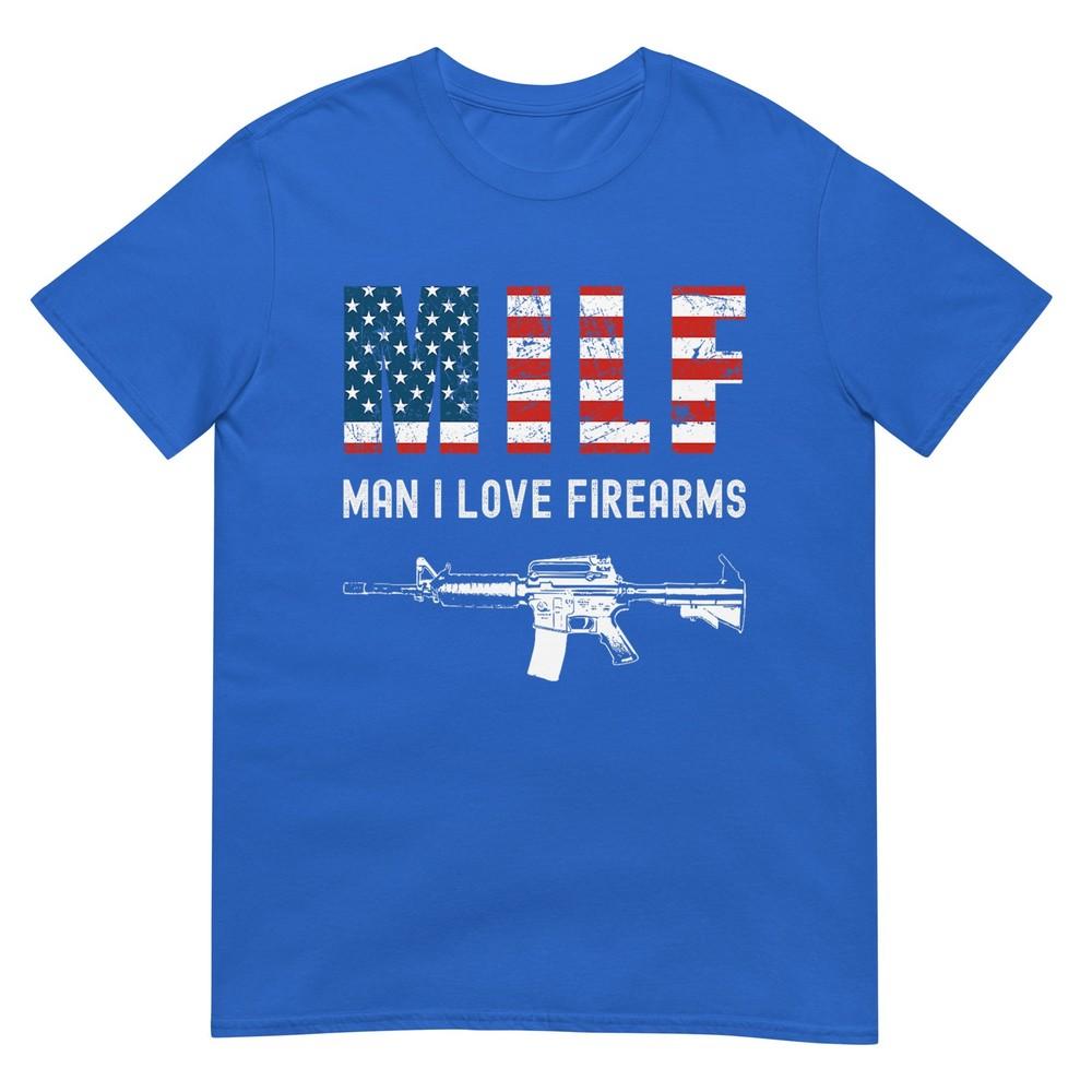 Milf Unisex I Love Firearms Gun Rights Ar15 Patriotic Usa Flag TShirt