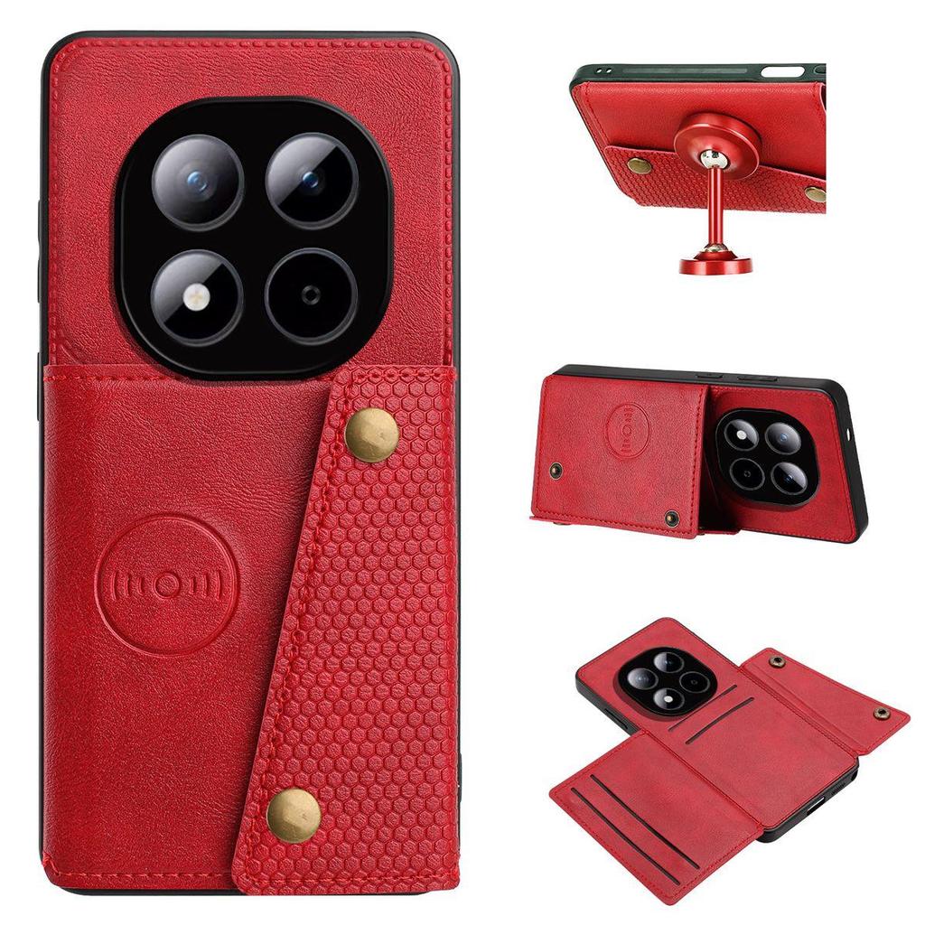 PU Leather Wallet Phone Case for Xiaomi Redmi Note 15 Pro+,15 Pro 5G,POCO M8 Pro 5G Card Slots Dual Metal Button Shockproof Full‑Body Cover